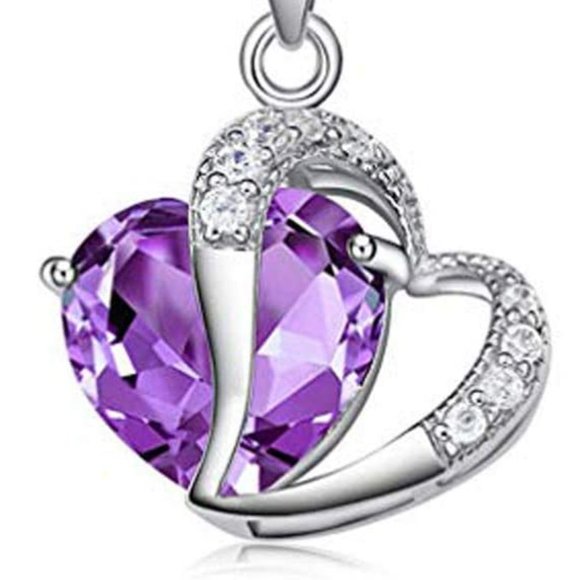 Jewelry Crystal Purple Heart Necklace Poshmark